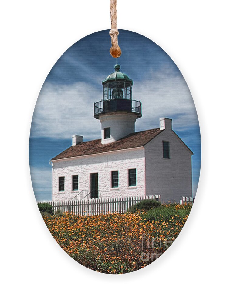 Point Loma Ornament featuring the photograph The Old Point Loma Lighthouse by Diana Sainz by Diana Raquel Sainz