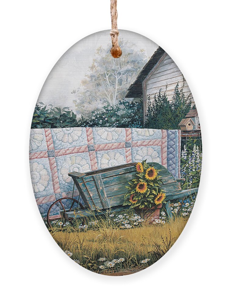 Michael Humphries Ornament featuring the painting The Old Quilt by Michael Humphries