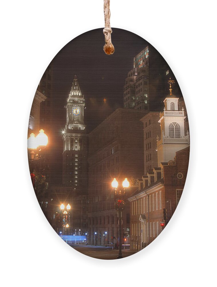 Old State House Ornament featuring the photograph The Old State House an the Custom House by Joann Vitali