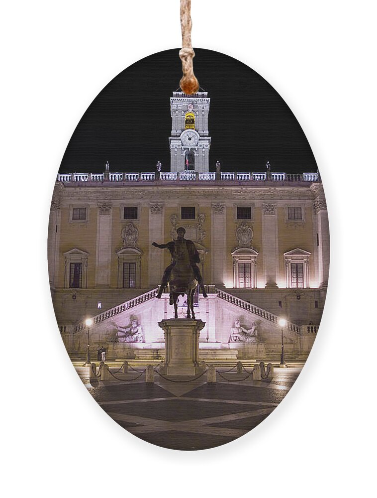Rome Ornament featuring the photograph The Piazza del Campidoglio at night by Weston Westmoreland