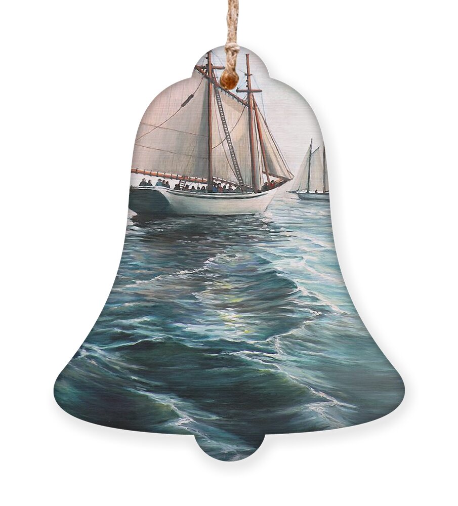 Ocean Ornament featuring the painting The Schooners by Eileen Patten Oliver