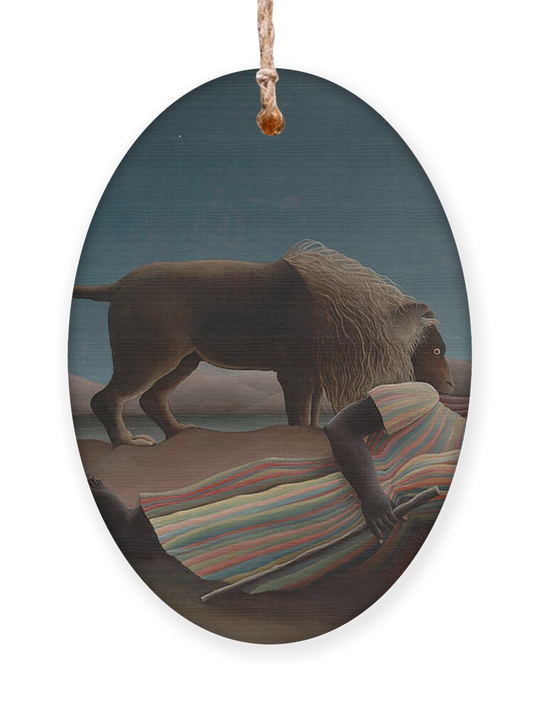Henri Rousseau Ornament featuring the painting The Sleeping Gypsy by Henri Rousseau