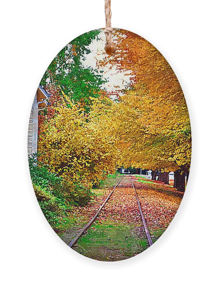 Autumn-foliage Ornament featuring the painting Tracks By The House by Kirt Tisdale