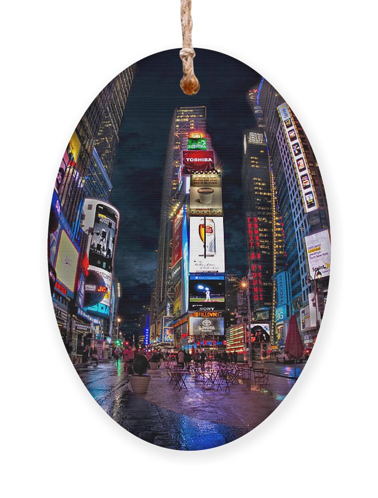 Times Square Ornament featuring the photograph Times Square New York City The City That Never Sleeps by Susan Candelario