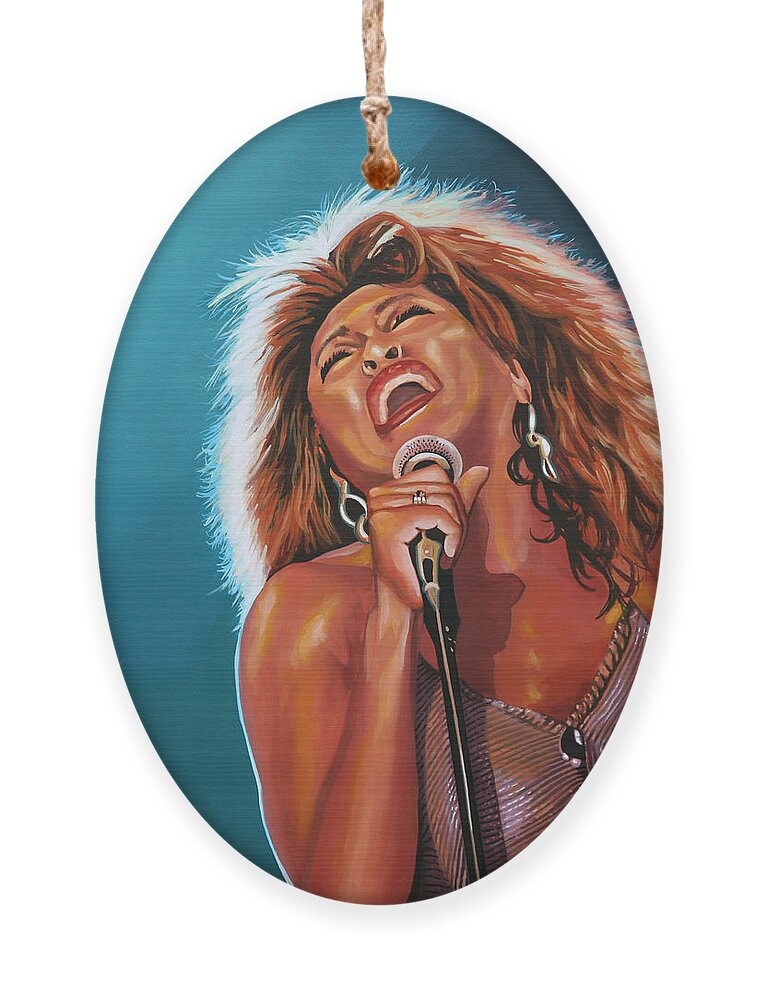 Tina Turner Ornament featuring the painting Tina Turner 3 by Paul Meijering