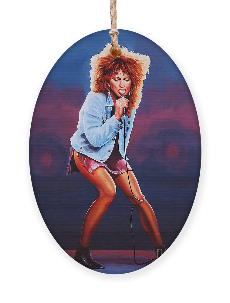Tina Turner Ornament featuring the painting Tina Turner by Paul Meijering