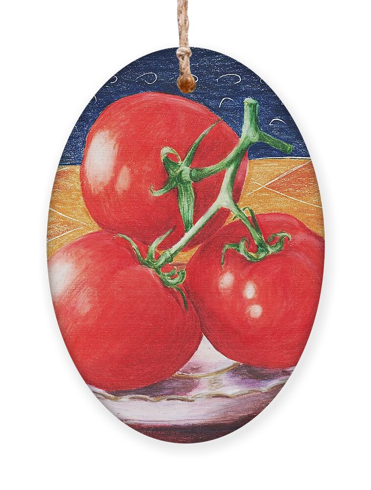 Weight Ornament featuring the painting Tomatoes by Anastasiya Malakhova