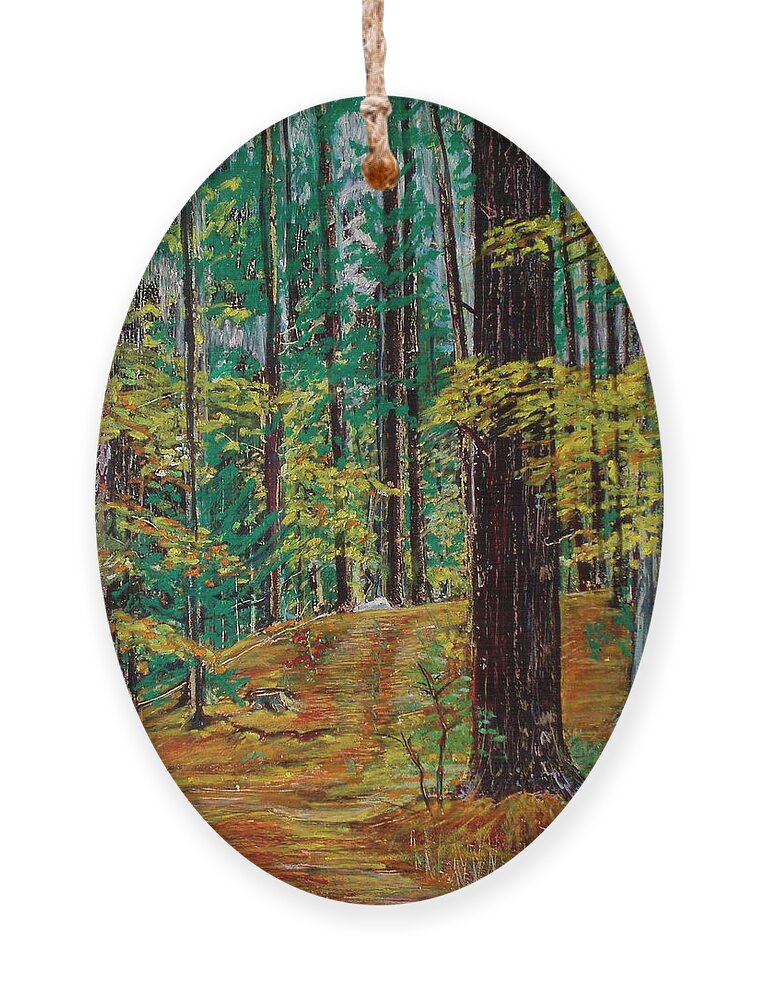 Realism Ornament featuring the pastel Trail At Wason Pond by Sean Connolly