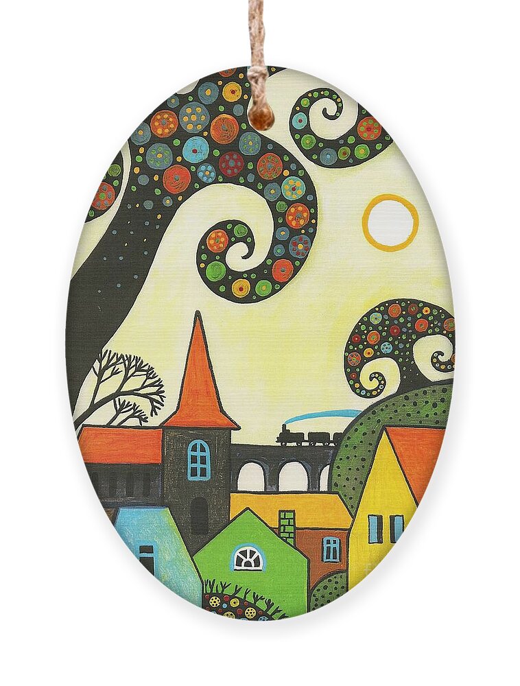 Abstract Ornament featuring the painting Train Through Town by Margaryta Yermolayeva
