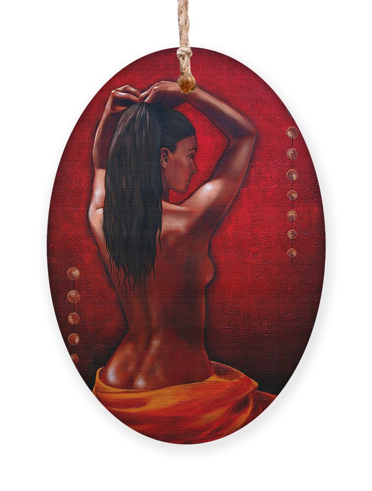 Red Ornament featuring the painting Tranquility by Glenn Pollard