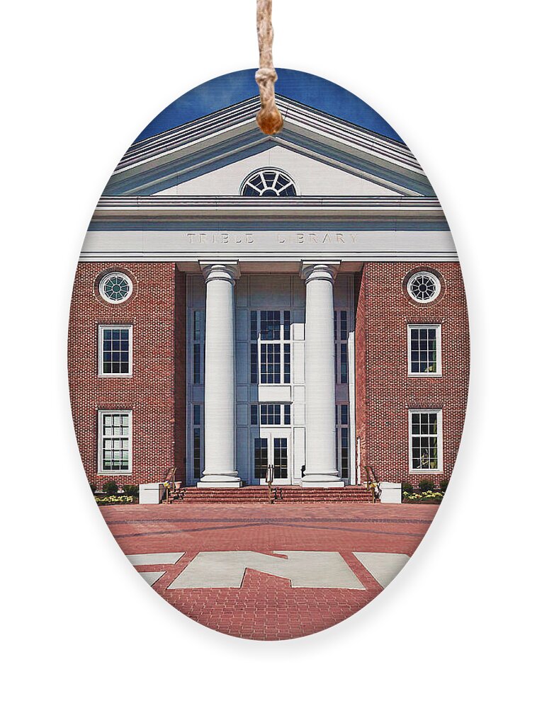 Cnu Ornament featuring the photograph Trible Library Christopher Newport University by Jerry Gammon