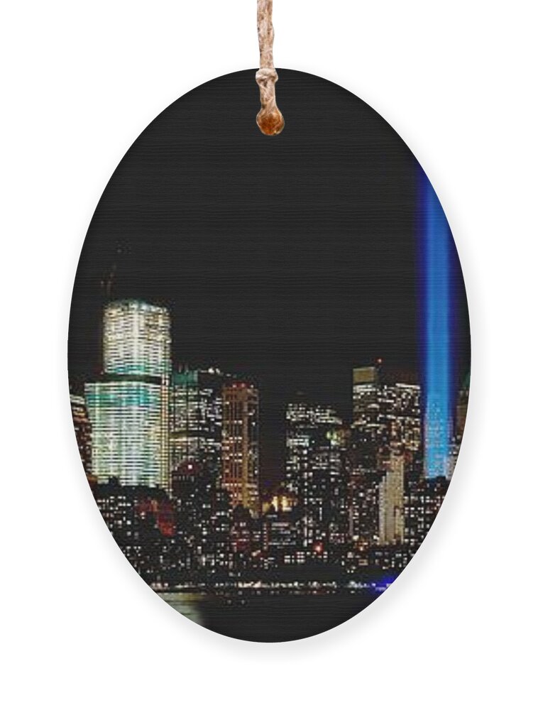 11 Ornament featuring the photograph Tribute in Light Memorial by Nick Zelinsky Jr