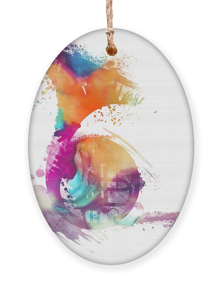 French Horn Ornament featuring the digital art French horn watercolor musical instruments by Justyna Jaszke JBJart