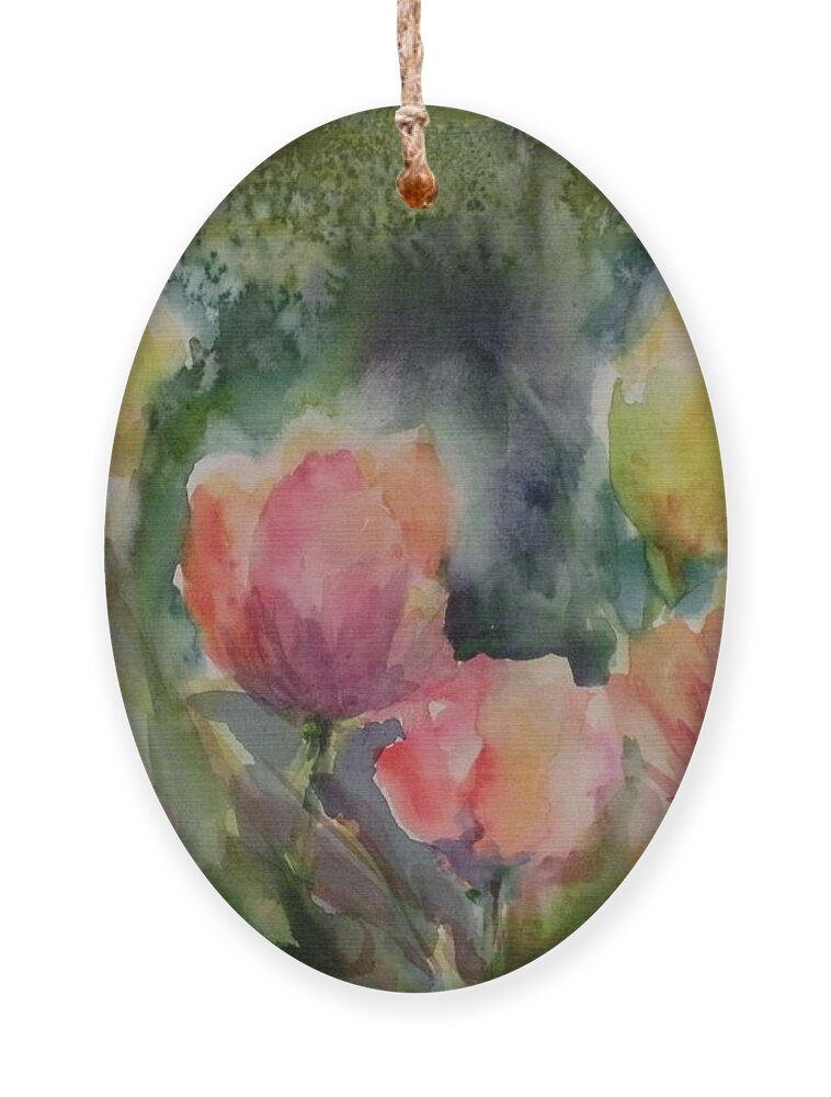 Tulips Ornament featuring the painting Tulip Dreams by Christy Lemp