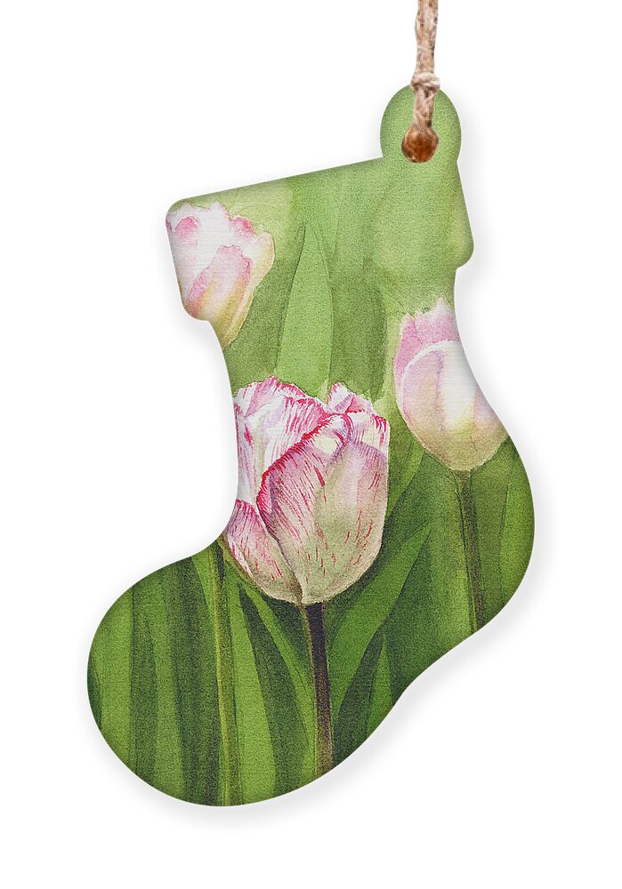Tulip Ornament featuring the painting Tulips in the Fog by Irina Sztukowski