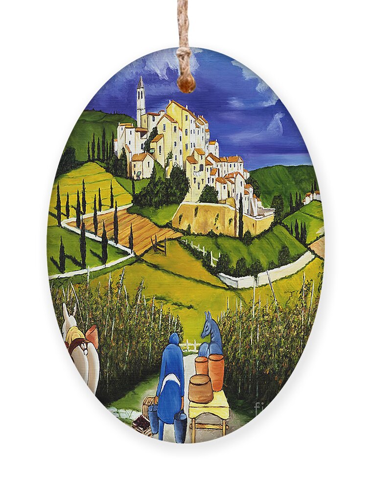 Tuscany Harvest Ornament featuring the painting Tuscany Harvest by William Cain