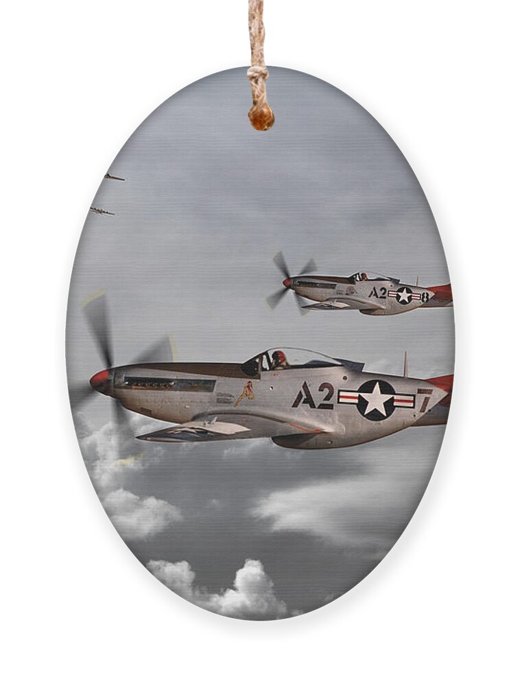 P51 Ornament featuring the digital art Tuskegee Airmen by Airpower Art