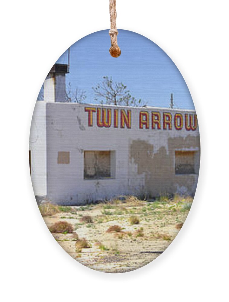 Gas Station Ornament featuring the photograph Twin Arrows Trading Post by Mike McGlothlen