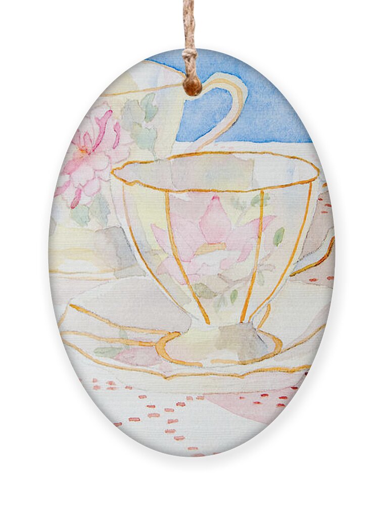 Tea Ornament featuring the painting Two for Tea by Laurel Best