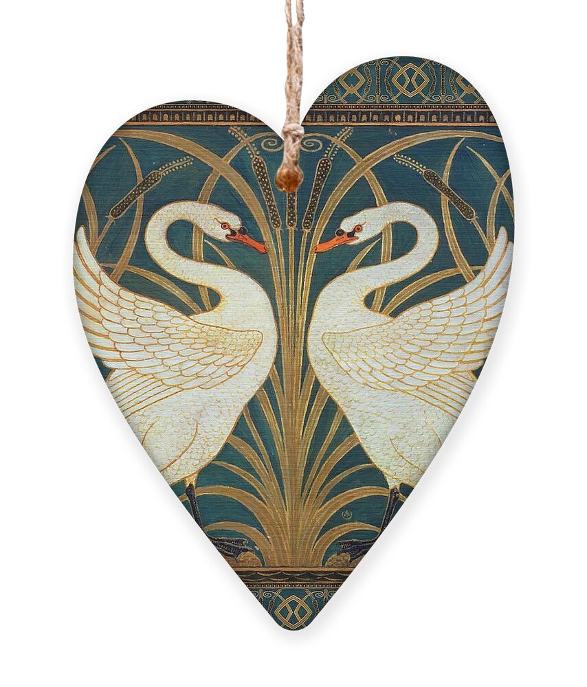 Walter Crane Ornament featuring the painting Two Swans by Walter Crane