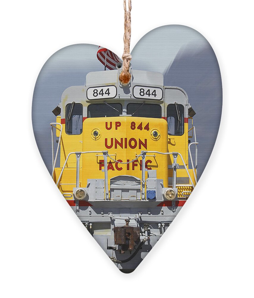 Transportation Ornament featuring the photograph Union Pacific 844 on the Move by Mike McGlothlen