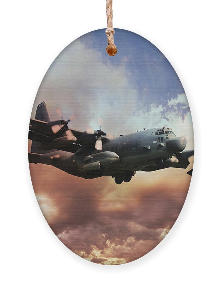C130 Ornament featuring the digital art USAF Hercules by Airpower Art