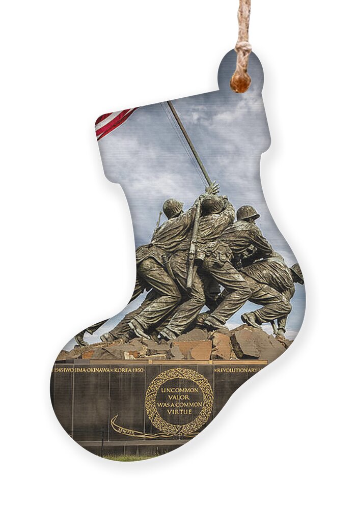 Iwo Jima Ornament featuring the photograph USMC Iwo Jima Memorial by Susan Candelario