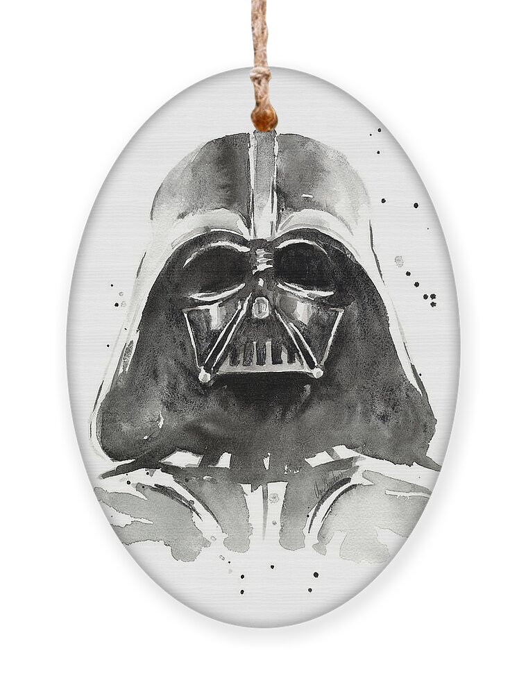 Watercolor Ornament featuring the painting Darth Vader Watercolor by Olga Shvartsur