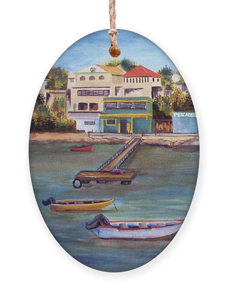 Vieques Ornament featuring the painting Vieques by Gloria E Barreto-Rodriguez
