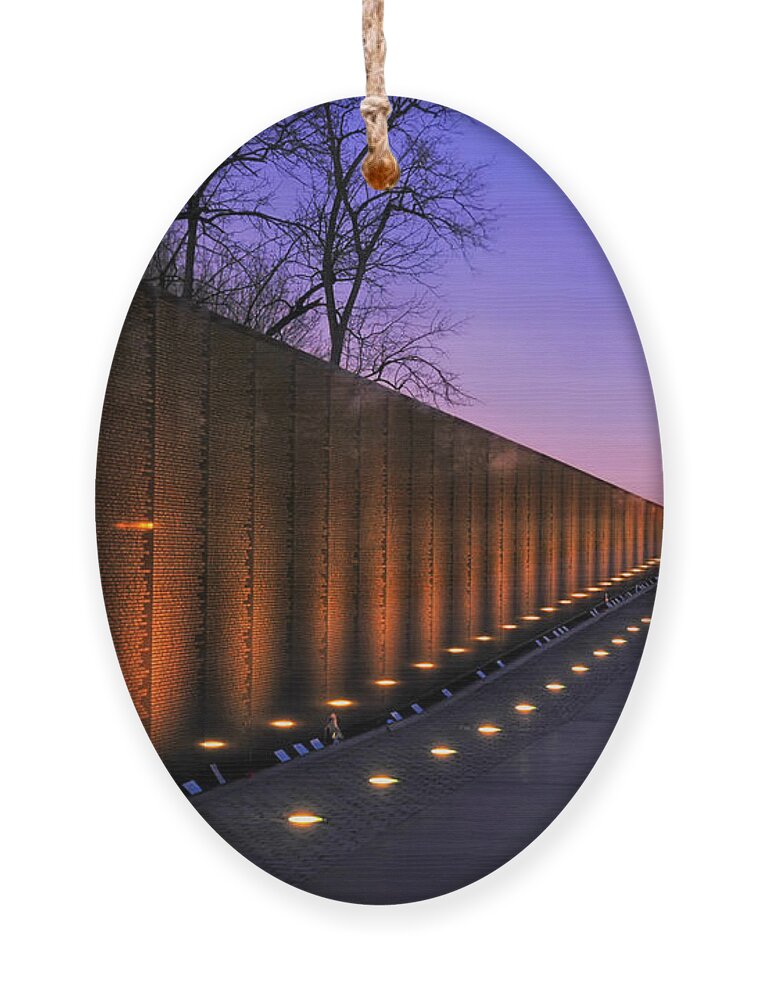 Vietnam Veterans Memorial Ornament featuring the photograph Vietnam Veterans Memorial at Sunset by Mountain Dreams