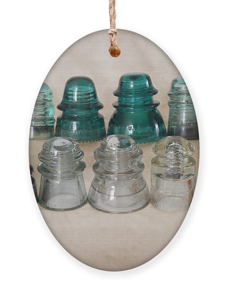 Vintage Glass Ornament featuring the photograph Vintage Glass Insulators by Phil Perkins