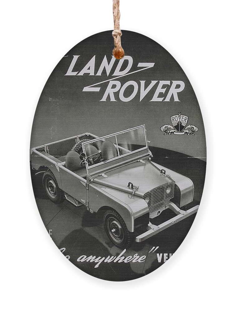 Landrover Ornament featuring the photograph Vintage Land Rover Advert by Georgia Fowler