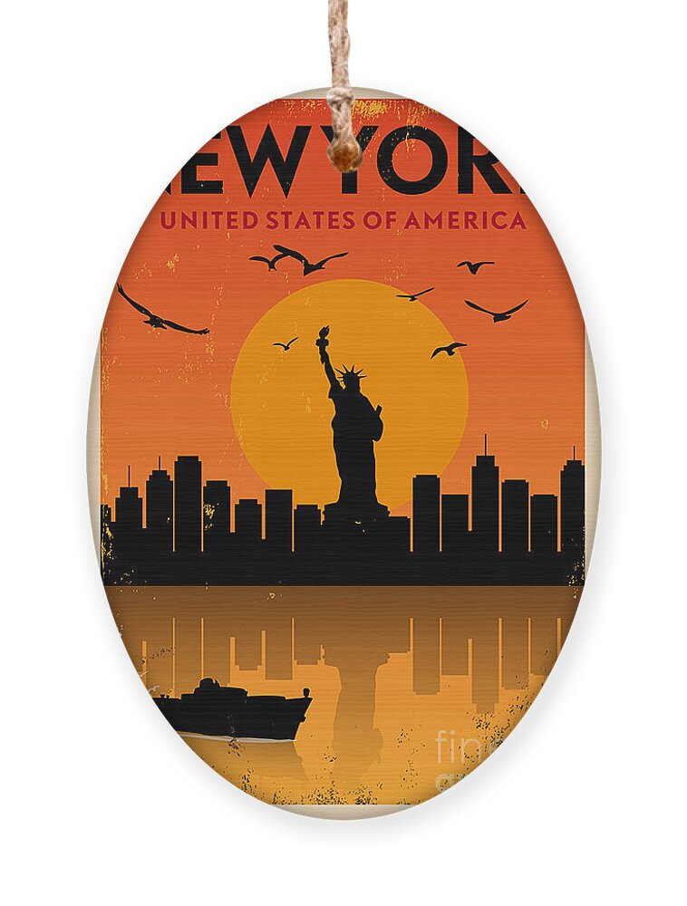 Typography Ornament featuring the digital art Vintage New York Poster by Avny