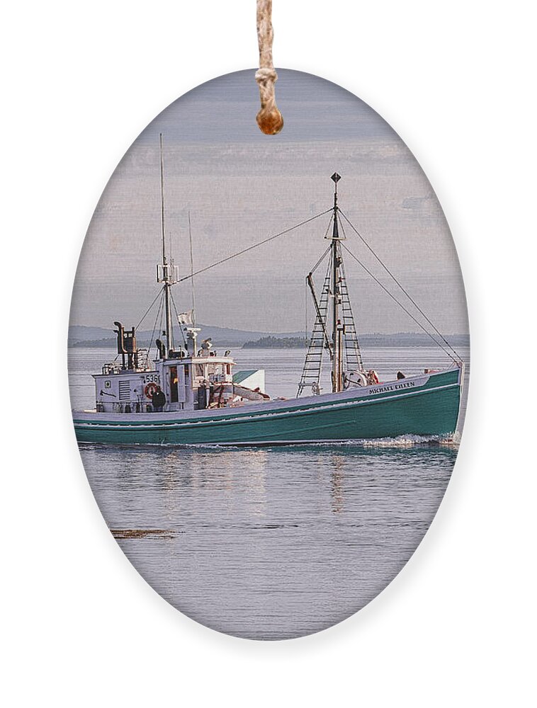 Michael Eileen Ornament featuring the photograph Vintage Sardine Carrier Michael Eileen by Marty Saccone