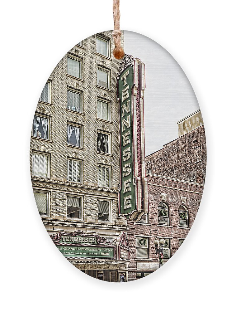 Vintage Ornament featuring the photograph Vintage Tennessee Theater Sign by Sharon Popek
