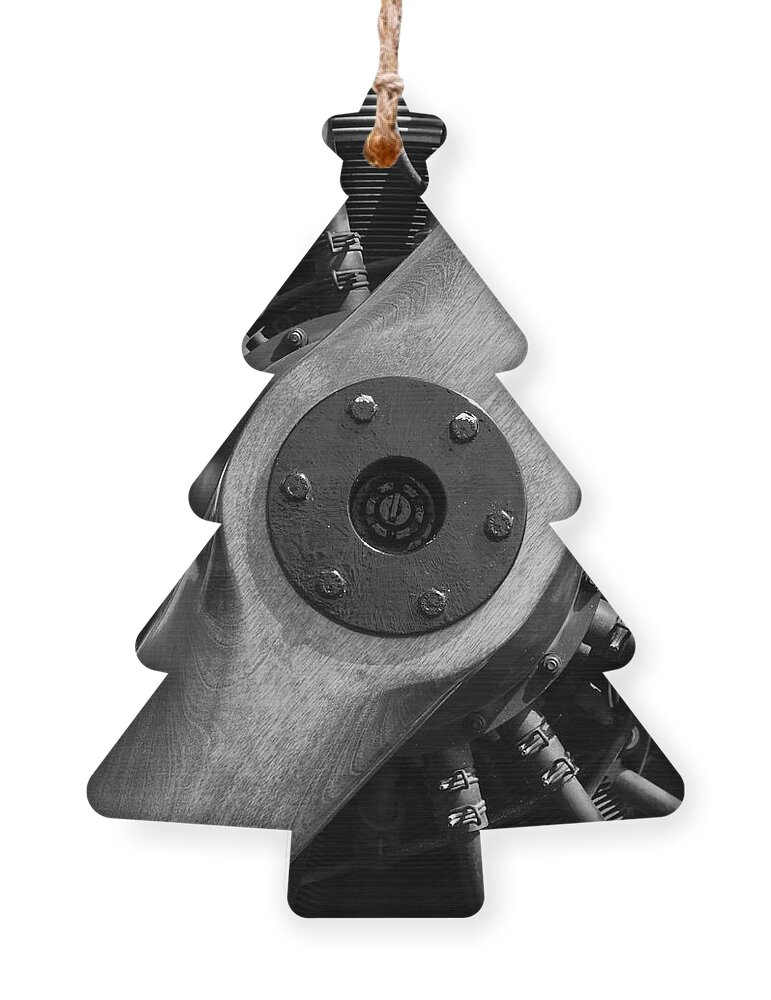 Transportation Ornament featuring the photograph Vintage Wood Propeller - 7D15828 - Square - Black and White by Wingsdomain Art and Photography