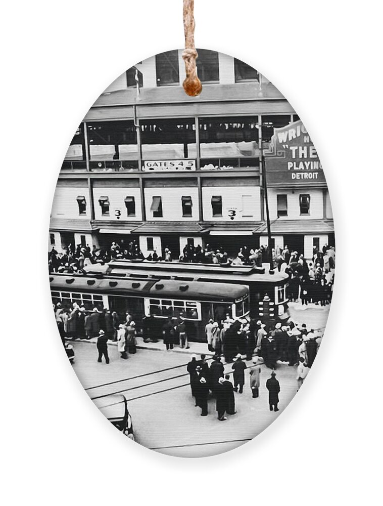 Vintage Wrigley Field Ornament featuring the photograph Vintage Wrigley Field by Bill Cannon
