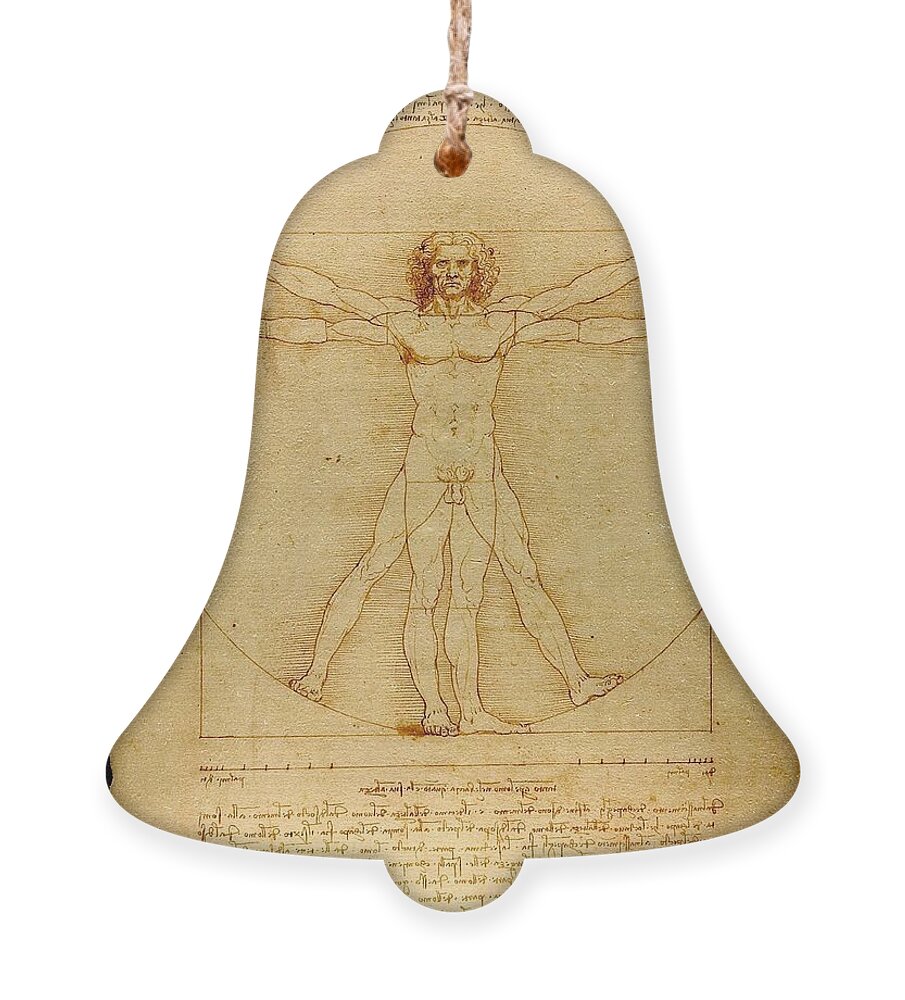 Leonardo Da Vinci Ornament featuring the painting Vitruvian Man by Leonardo da Vinci