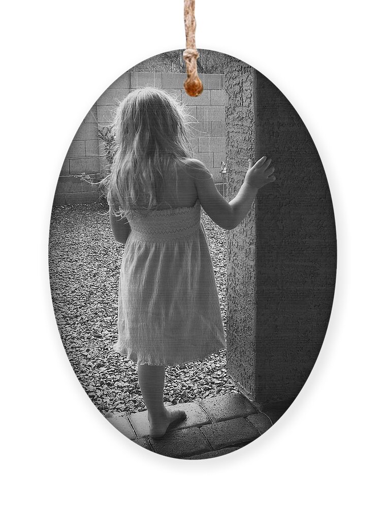 Black White Ornament featuring the photograph Waiting for the Rain to End by Lucinda Walter