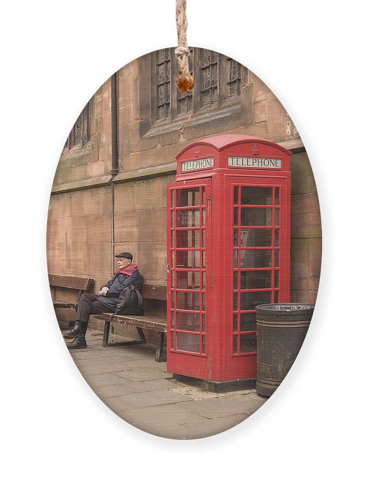 Telephone Booth Ornament featuring the photograph Waiting on a Call by Mike McGlothlen