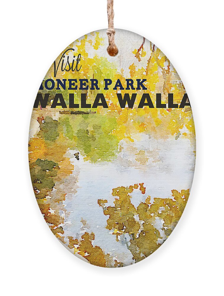 Pioneer Park Ornament featuring the painting Walla Walla by Linda Woods