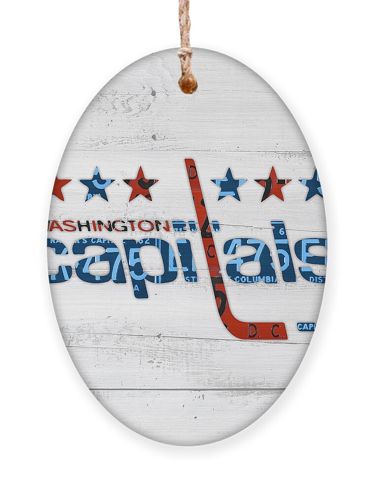 Washington Capitals Retro Hockey Team Logo Recycled District of Columbia  License Plate Art Round Beach Towel