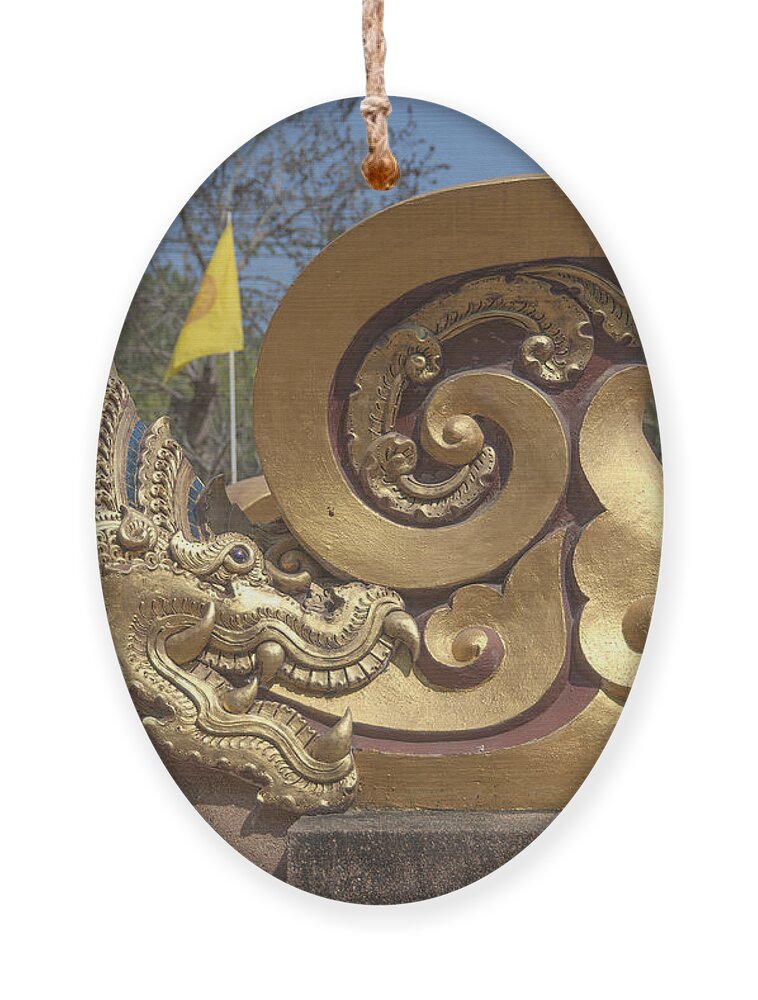 Scenic Ornament featuring the photograph Wat Chedi Liem Phra Ubosot Makara and Stylized Naga DTHCM0838 by Gerry Gantt