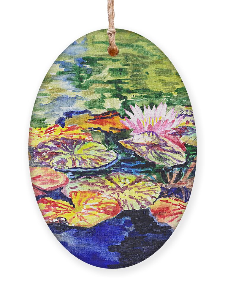 Lilies Ornament featuring the painting Water Lilies by Irina Sztukowski
