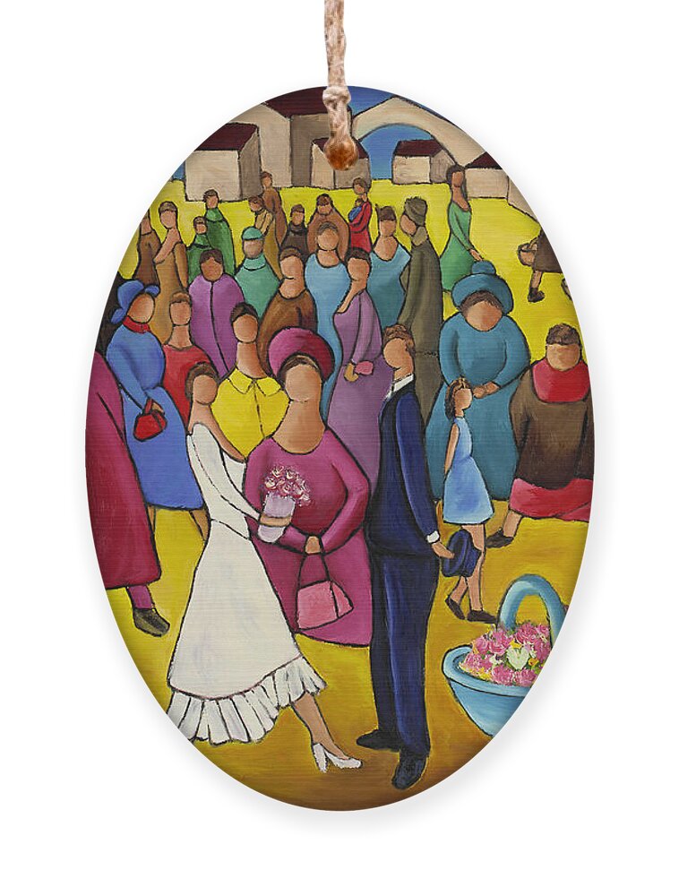 Wedding Ornament featuring the painting Wedding In Plaza by William Cain