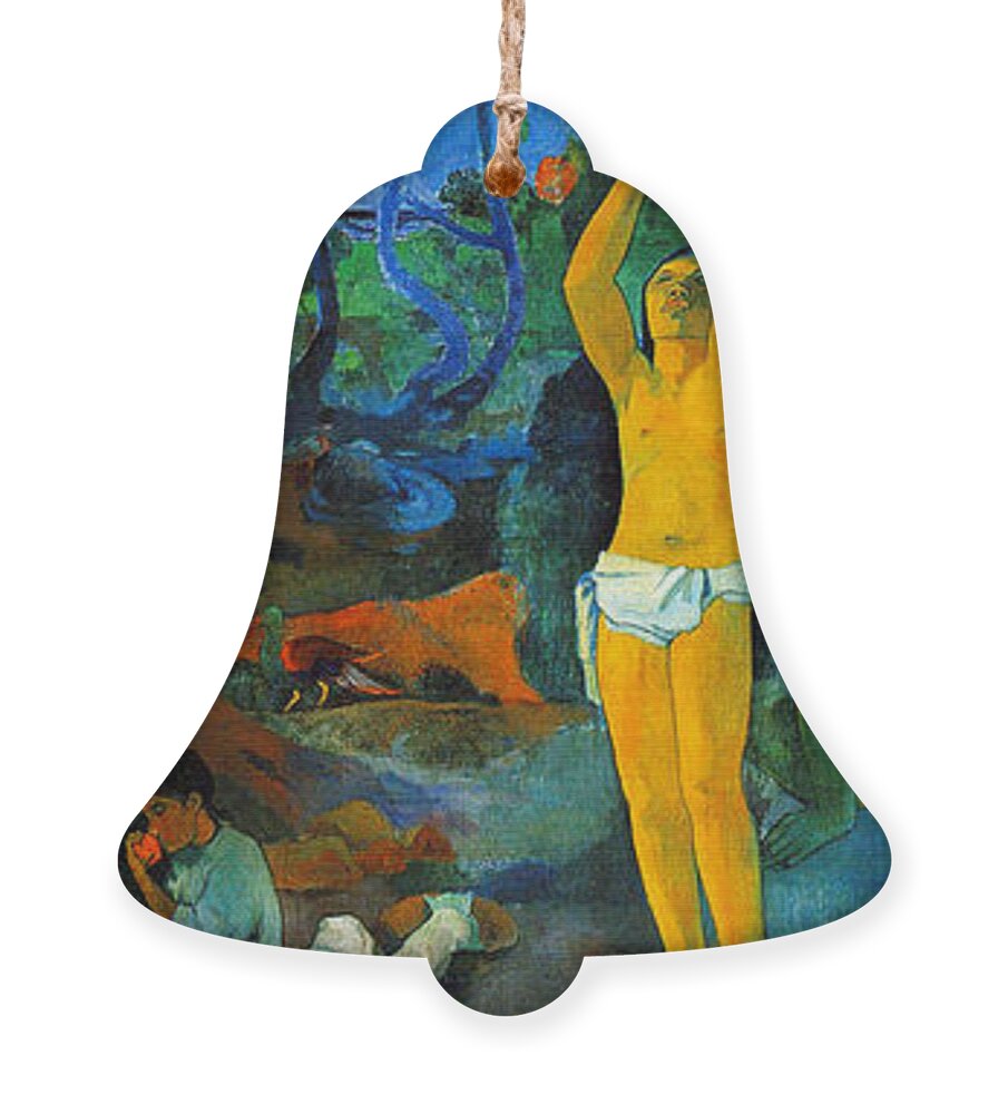 Paul Gauguin Ornament featuring the painting Where Do We Come From. What Are We Doing. Where Are We going by Paul Gauguin