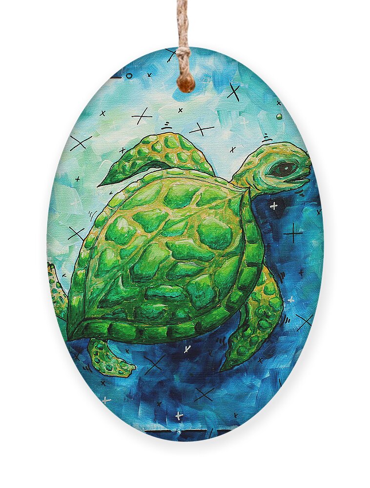 Turtle Ornament featuring the painting Whimsical Sea Turtle Original Painting by Megan Duncanson by Megan Aroon