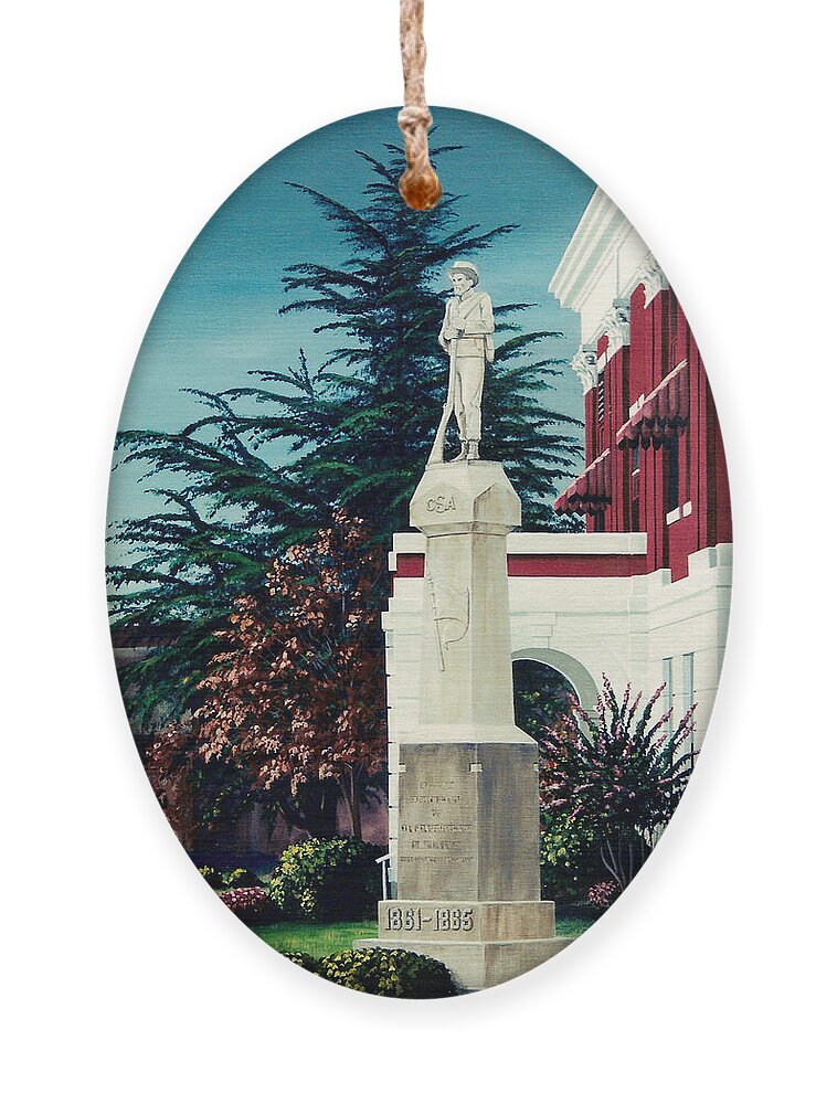 Civil Ornament featuring the painting White County Courthouse - Civil War Memorial by Glenn Pollard