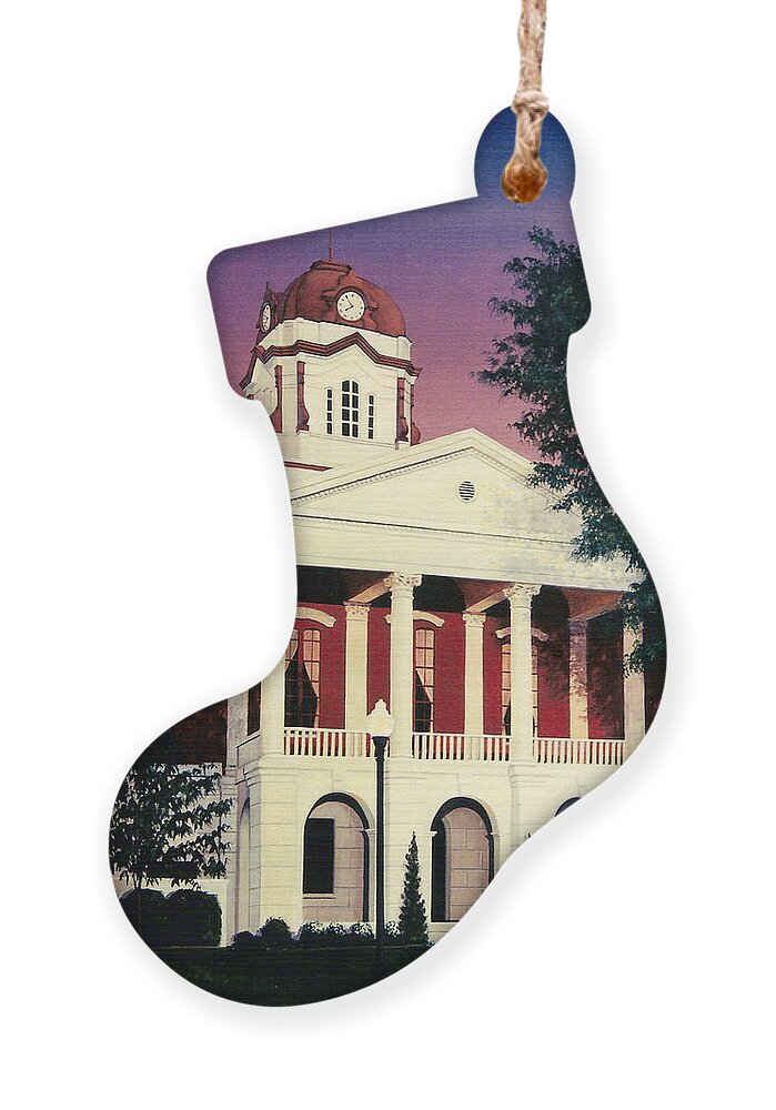 White County Ornament featuring the painting White County Courthouse by Glenn Pollard