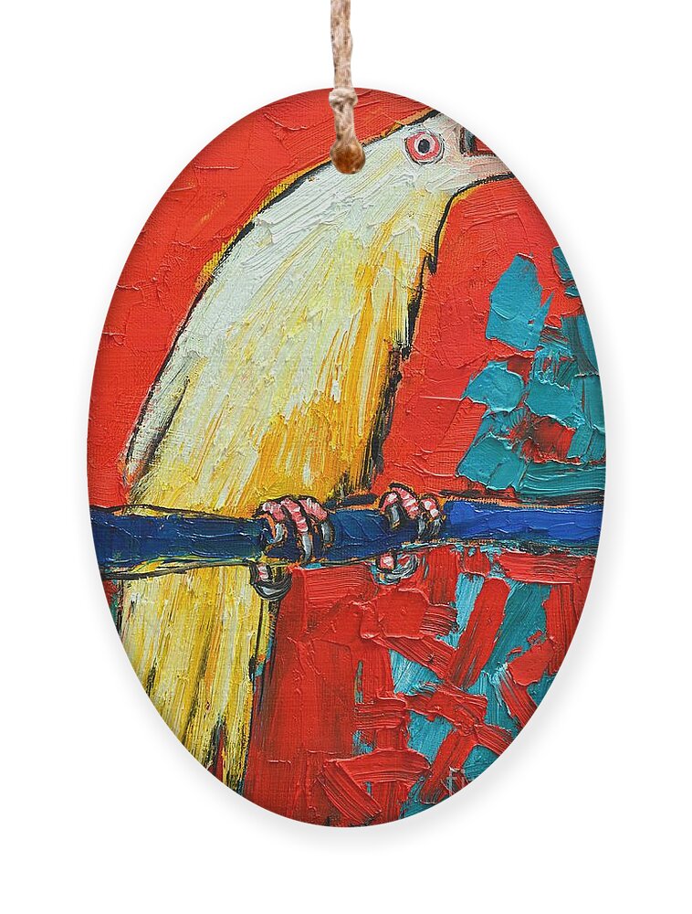 Raven Ornament featuring the painting White Raven's Scream by Ana Maria Edulescu